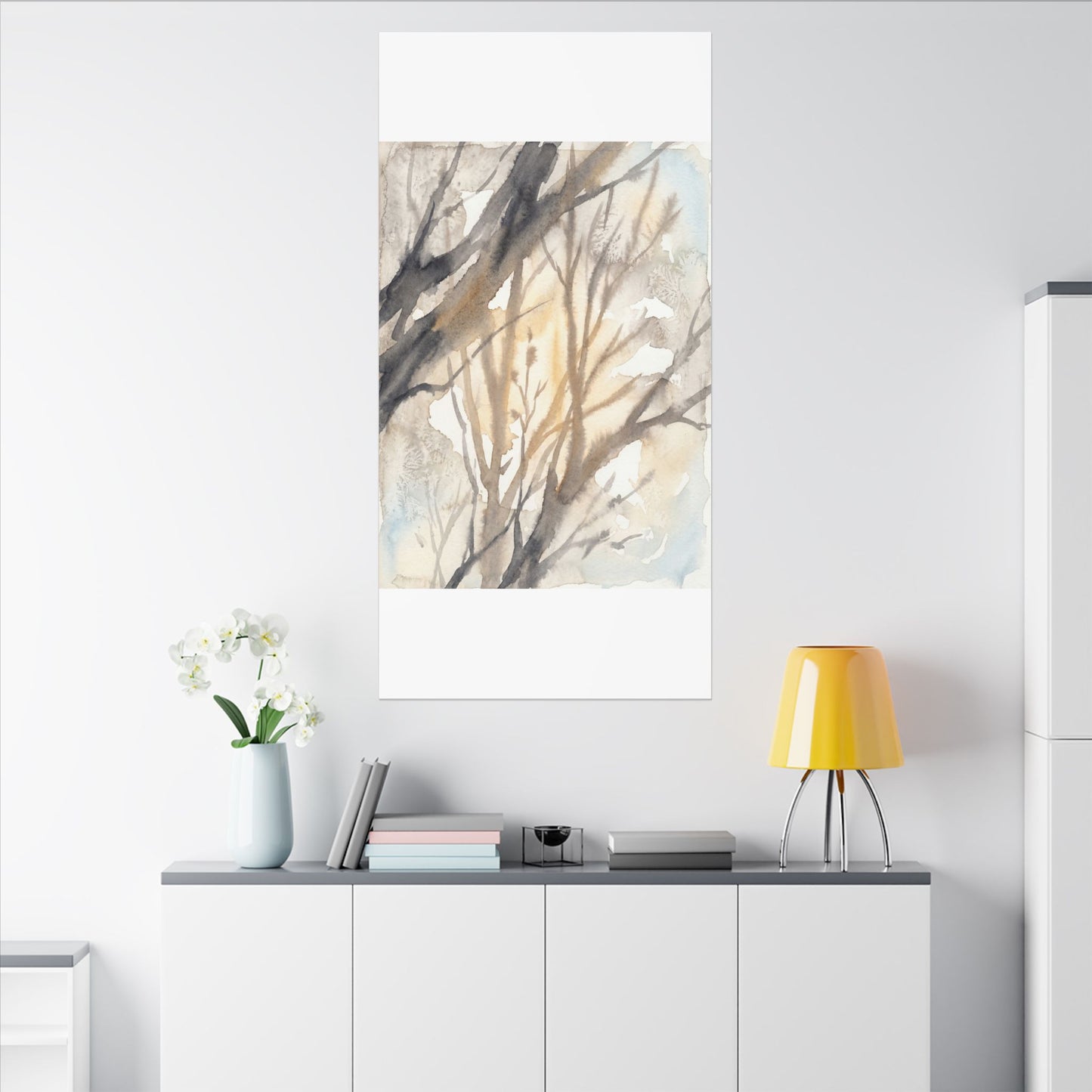 Ma Shadow Play Canvas Art - Japandi Watercolor