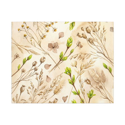 Spring Dried Flowers Watercolor Canvas Art | Earthy Decor
