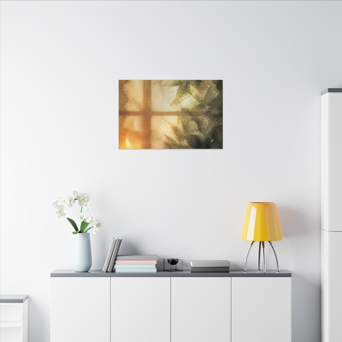 Cozy Shoji Screen Canvas Art - Watercolor Japandi