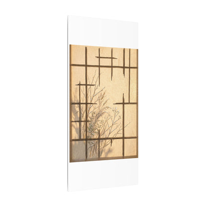 Shoji Screen Canvas Art | Winter Japandi Minimal Line Art