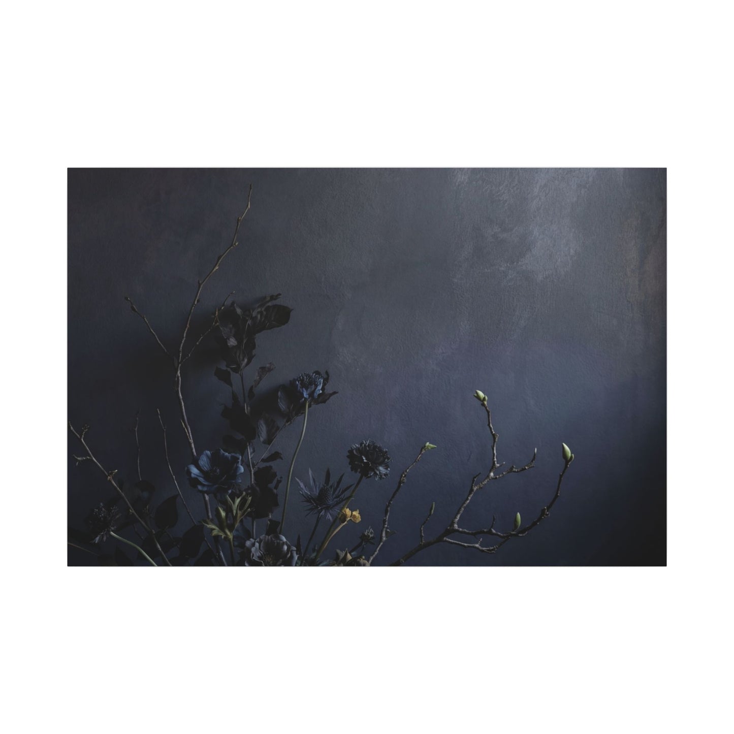 Dried Flowers Spring Canvas Art | Dark Japandi Moody Design Art Print