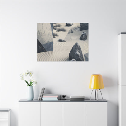 Seijaku Rock Garden Canvas Art - Zen Ukiyo E Inspired
