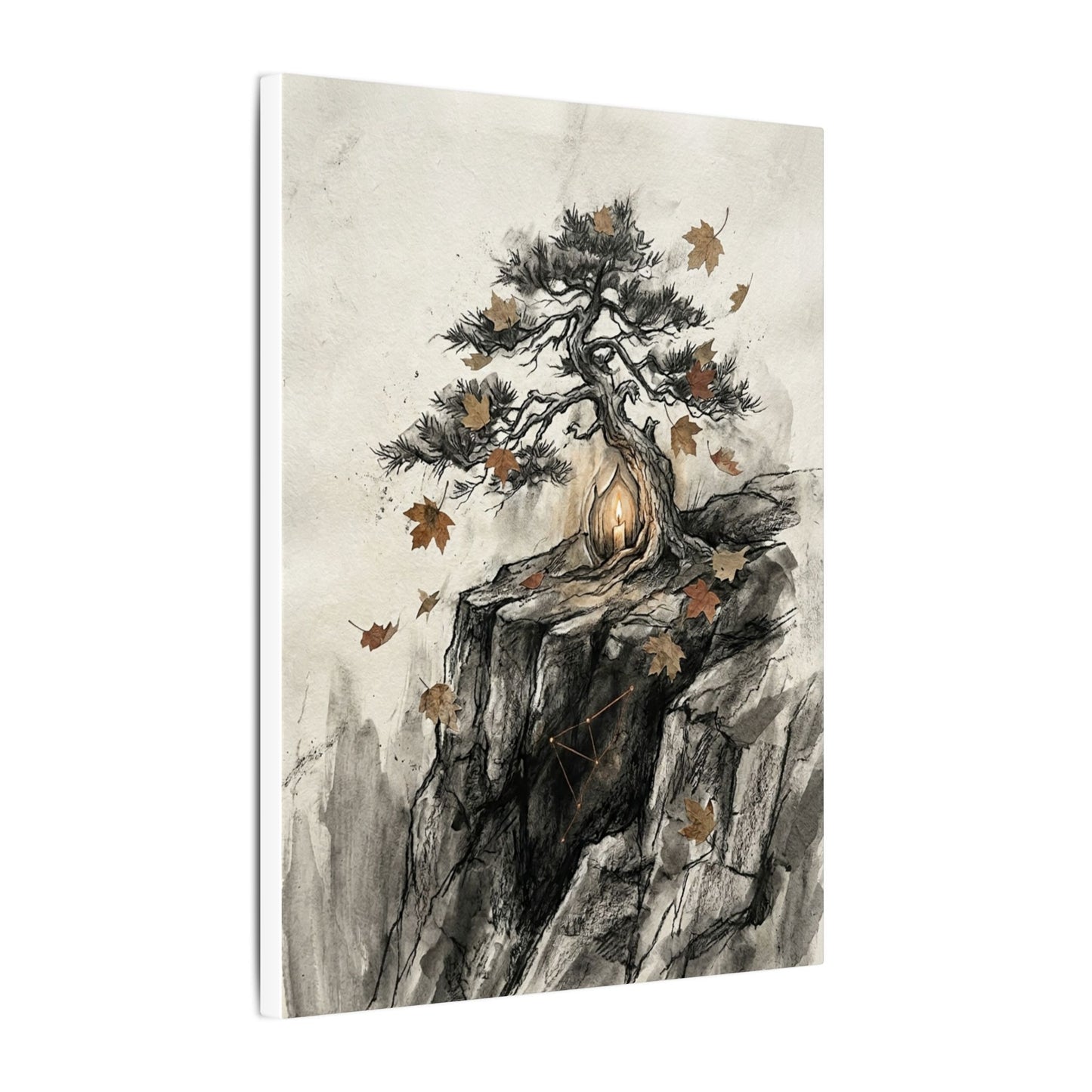 Pine Tree Autumn Canvas Art | Japandi Earthy Design