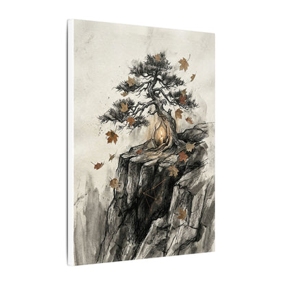 Pine Tree Autumn Canvas Art | Japandi Earthy Design