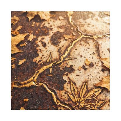 Kintsugi Rust Patina in Golden Hour | Gold Vein Canvas Art