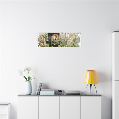 Stone Lantern Watercolor Canvas Art | Elegant Japandi Art