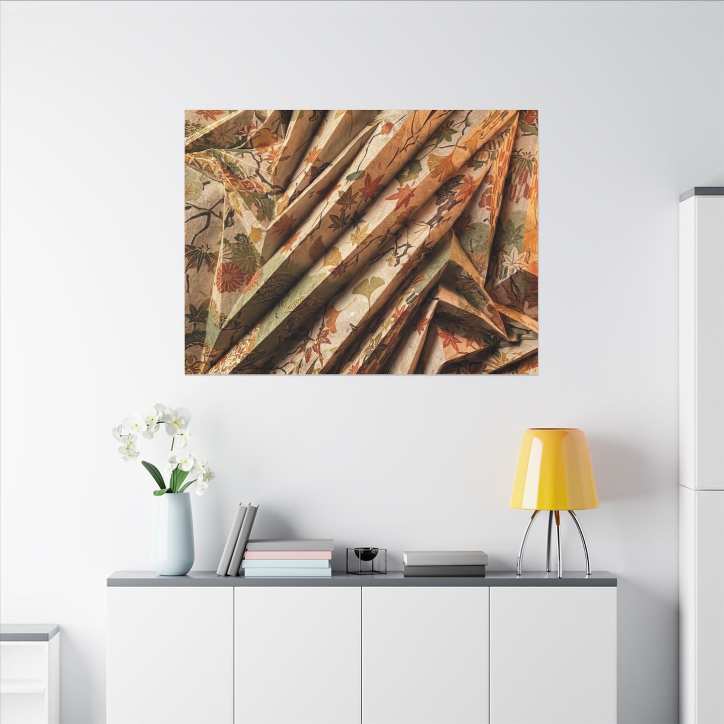 Paper Fold Autumn Canvas Art | Japandi Earthy Design