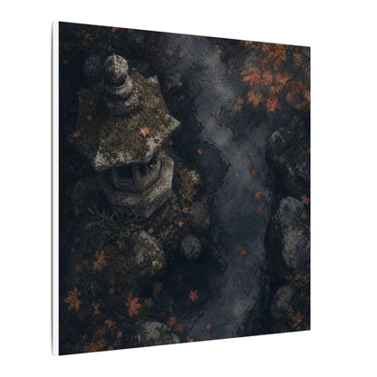 Stone Lantern Canvas Art | Autumn Japandi Texture Art
