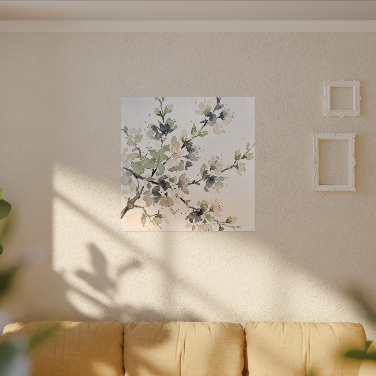 Cherry Blossom Watercolor Canvas Art | Elegant Japandi Art