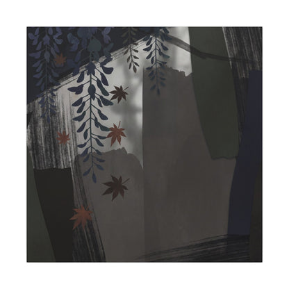 Wisteria Autumn Canvas Art | Dark Japandi Moody Design