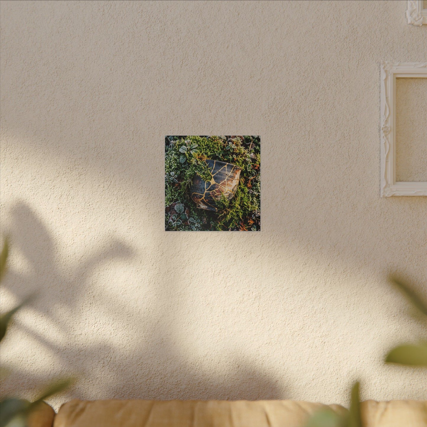 Artful Moss Close Up Canvas Art - Gold Repair Kintsugi