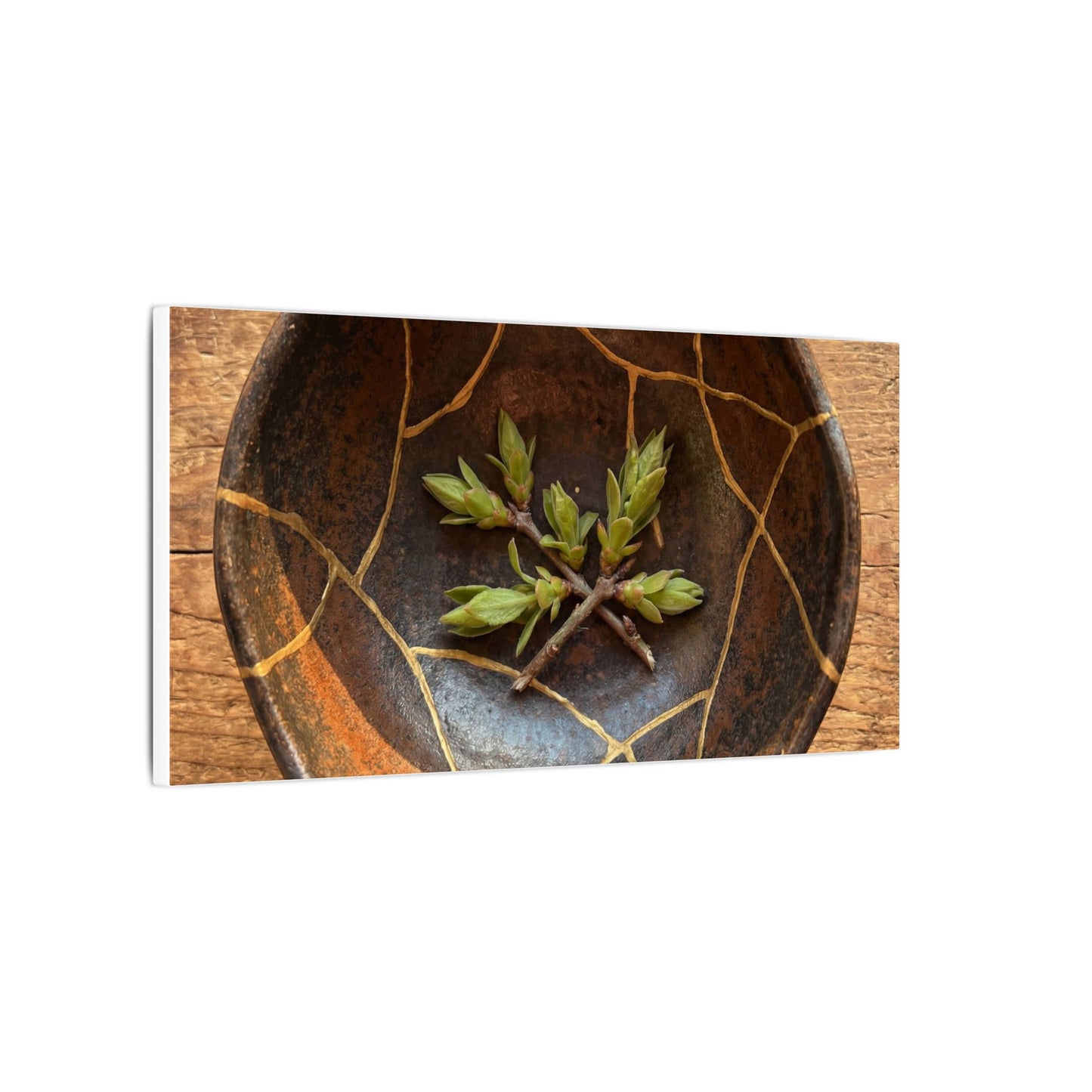 Ceramic Bowl Gold Repair Canvas Art | Resilient Kintsugi Art