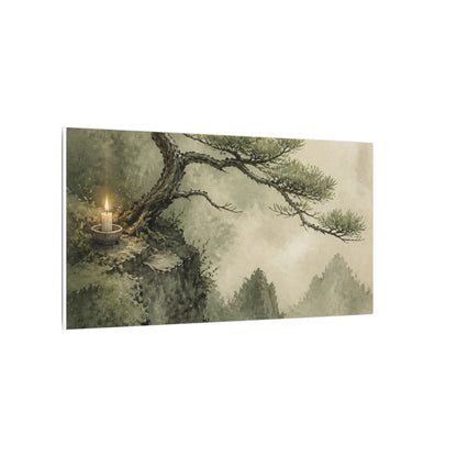 Candlelight Pine Tree Canvas Art - Japandi Kanso