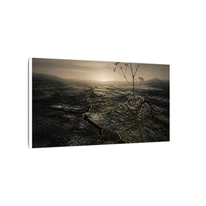 Dawn Cracked Earth Canvas Art - Dark Japandi Mono No Aware