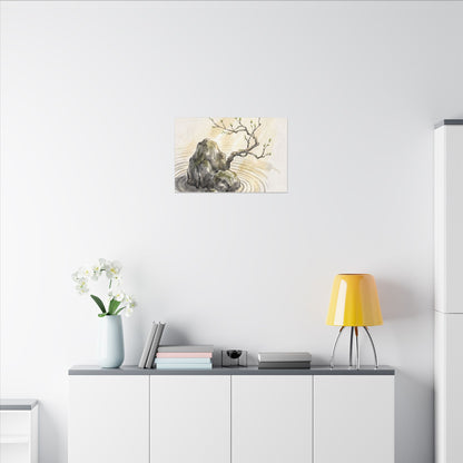 Serene Rock Garden Canvas Art - Sumi E Zen