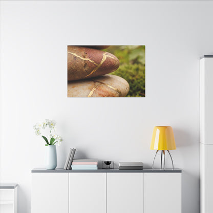 River Stones Summer Canvas Art | Kintsugi Healing Design