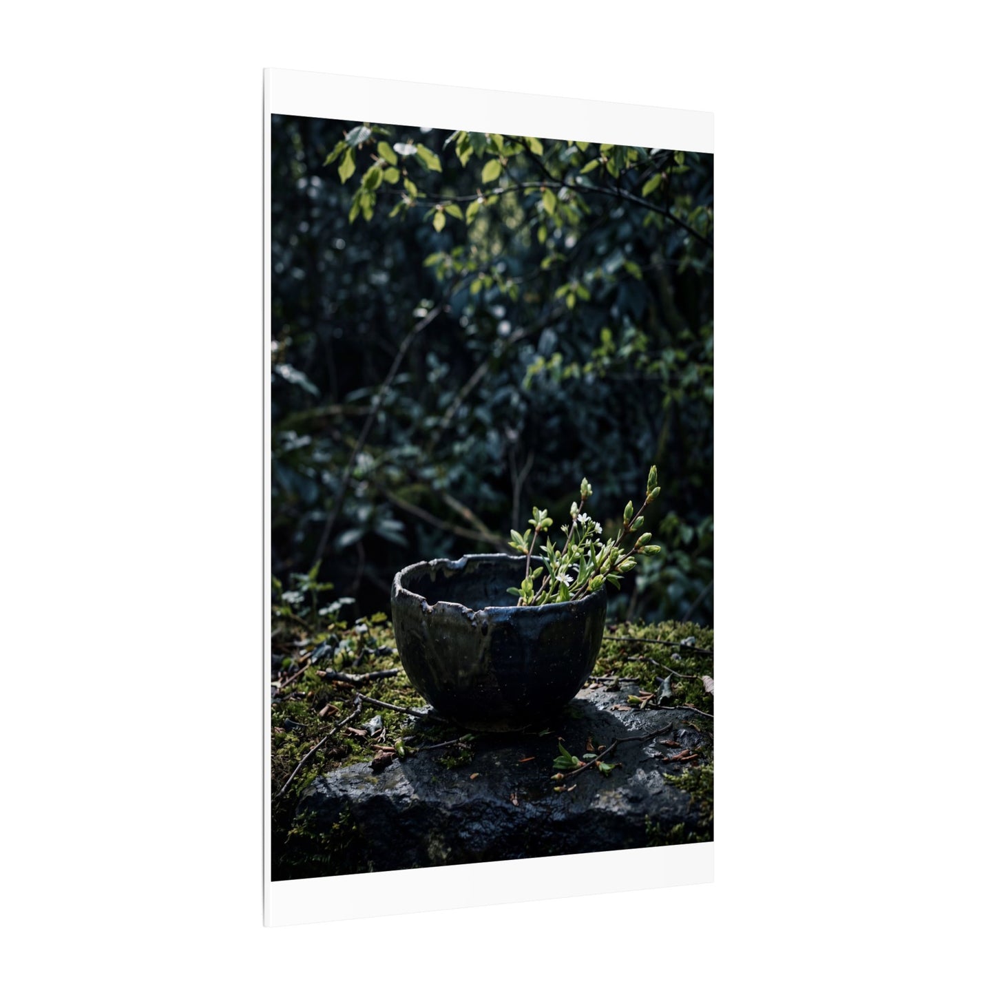 Dappled Ceramic Bowl Canvas Art - Dark Japandi Datsuzoku