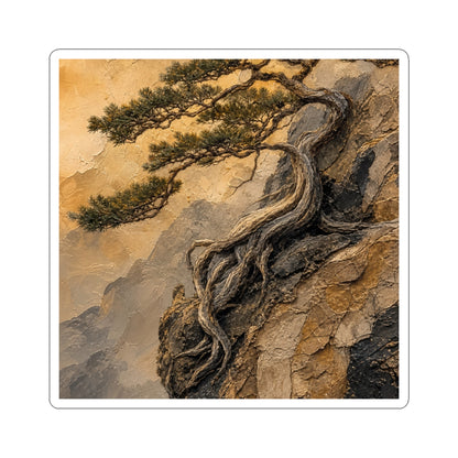 Golden Hour Pine Tree Sticker - Japandi Fukinsei