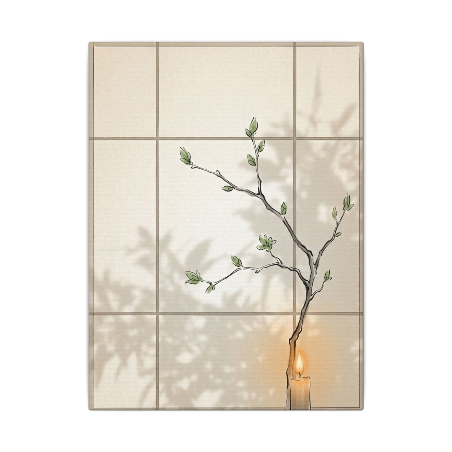 Shoji Screen Spring Canvas Art | Japandi Cozy Design