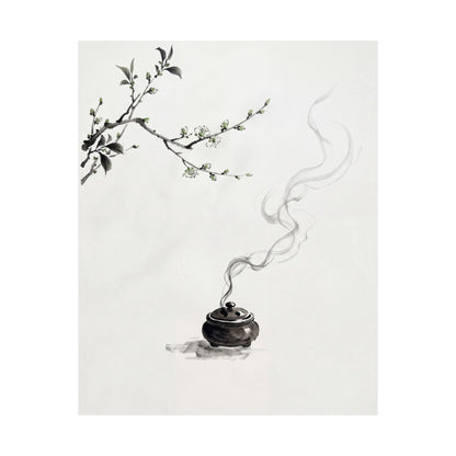 Ma Incense Smoke Wall Art Print - Zen Sumi E