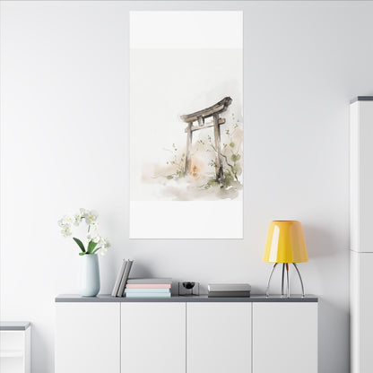 Fukinsei Torii Gate Canvas Art - Japandi Watercolor