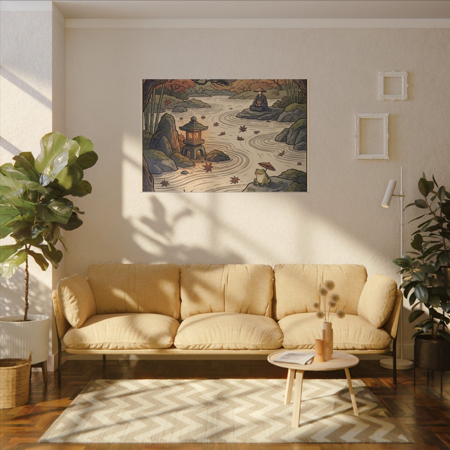 Rock Garden Autumn Canvas Art | Zen Serene Design
