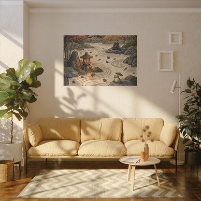 Rock Garden Autumn Canvas Art | Zen Serene Design