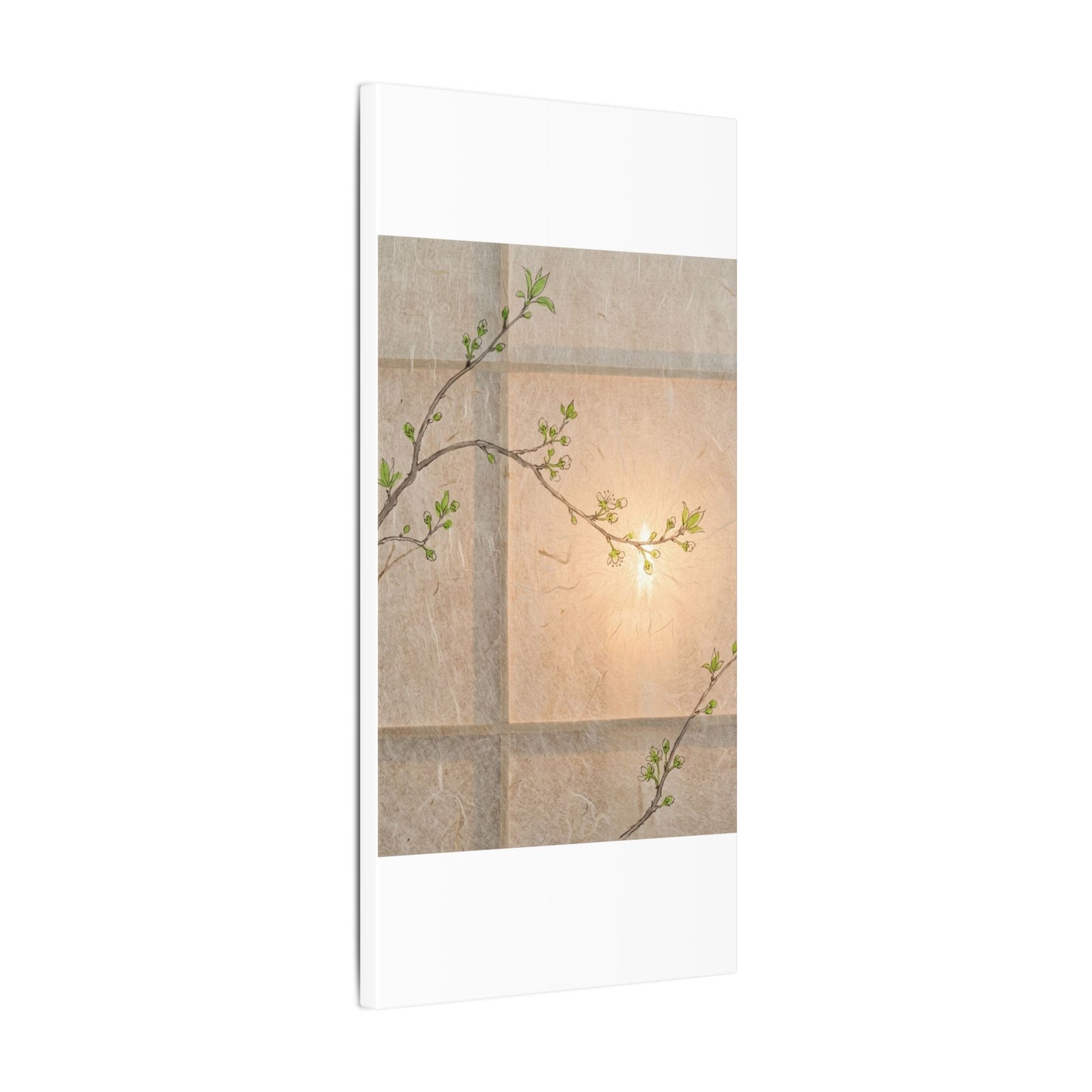 Warm Shoji Screen Canvas Art - Minimal Line Japandi
