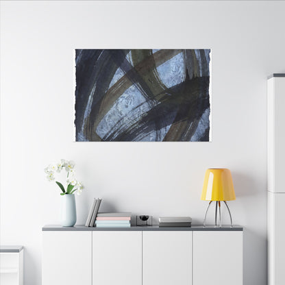 Ink Brushstroke Canvas Art | Winter Dark Japandi Shadow Zen Art