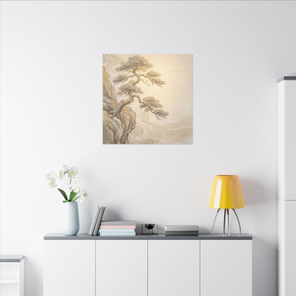 Winter Pine Tree Japanese Pattern Canvas Art | Elegant Decor