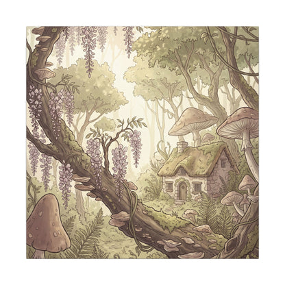 Summer Wisteria Mushroom Illustration Canvas Art | Enchanting Decor