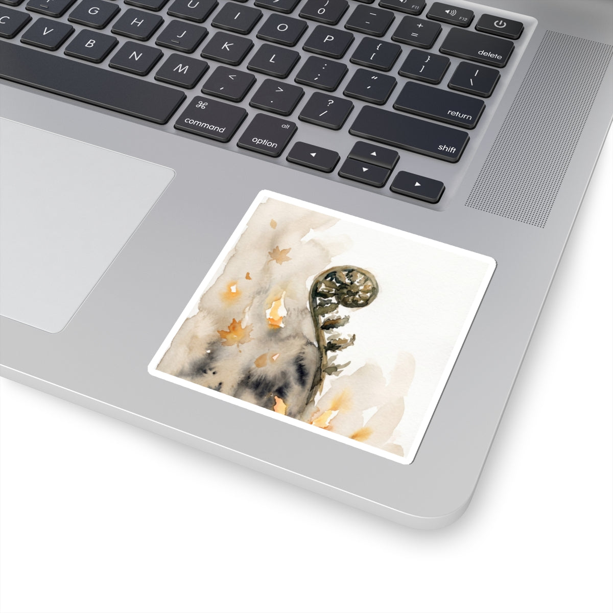 Fern Unfurling Sticker | Autumn Japandi Watercolor Art Art Print