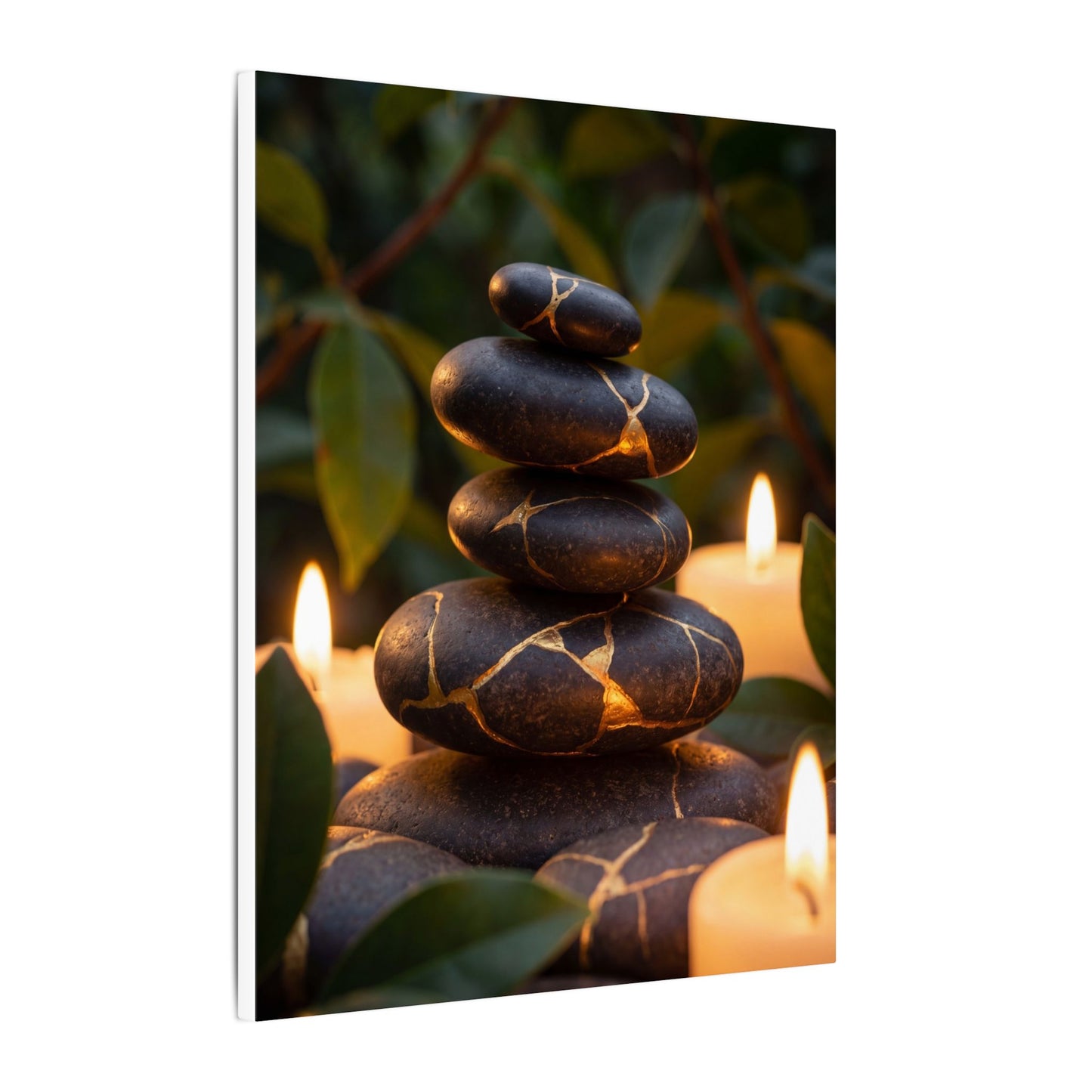 Summer River Stones Gold Vein Canvas Art | Philosophical Decor