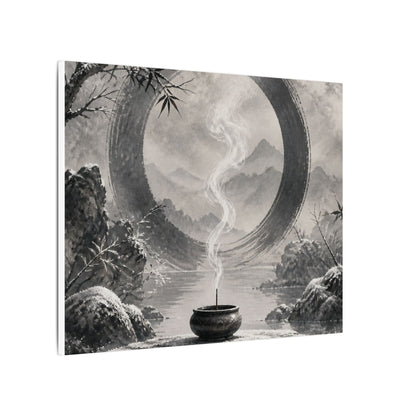 Incense Smoke Canvas Art | Winter Zen Sumi E Art