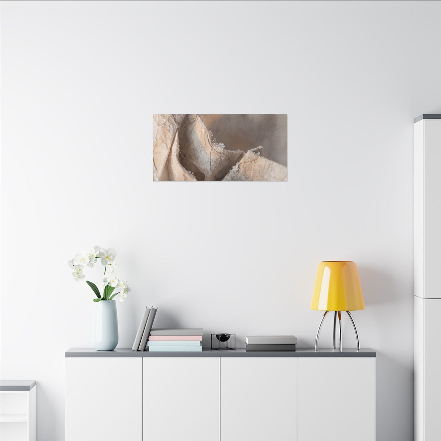 Japandi Paper Fold in Candlelight | Watercolor Canvas Art