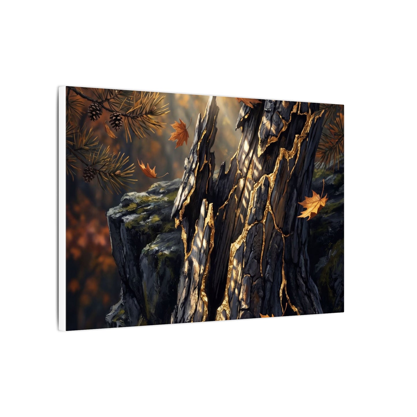 Pine Tree Autumn Canvas Art | Kintsugi Beautiful Design