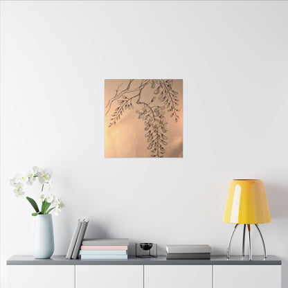 Japandi Wisteria in Candlelight | Minimal Line Canvas Art