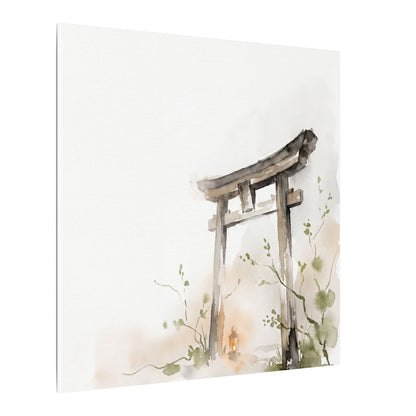 Fukinsei Torii Gate Canvas Art - Japandi Watercolor