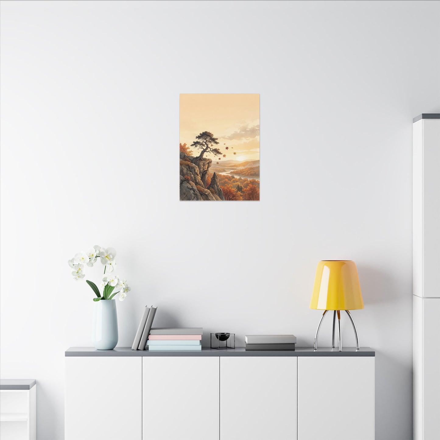 Pine Tree Autumn Canvas Art | Japandi Warm Design