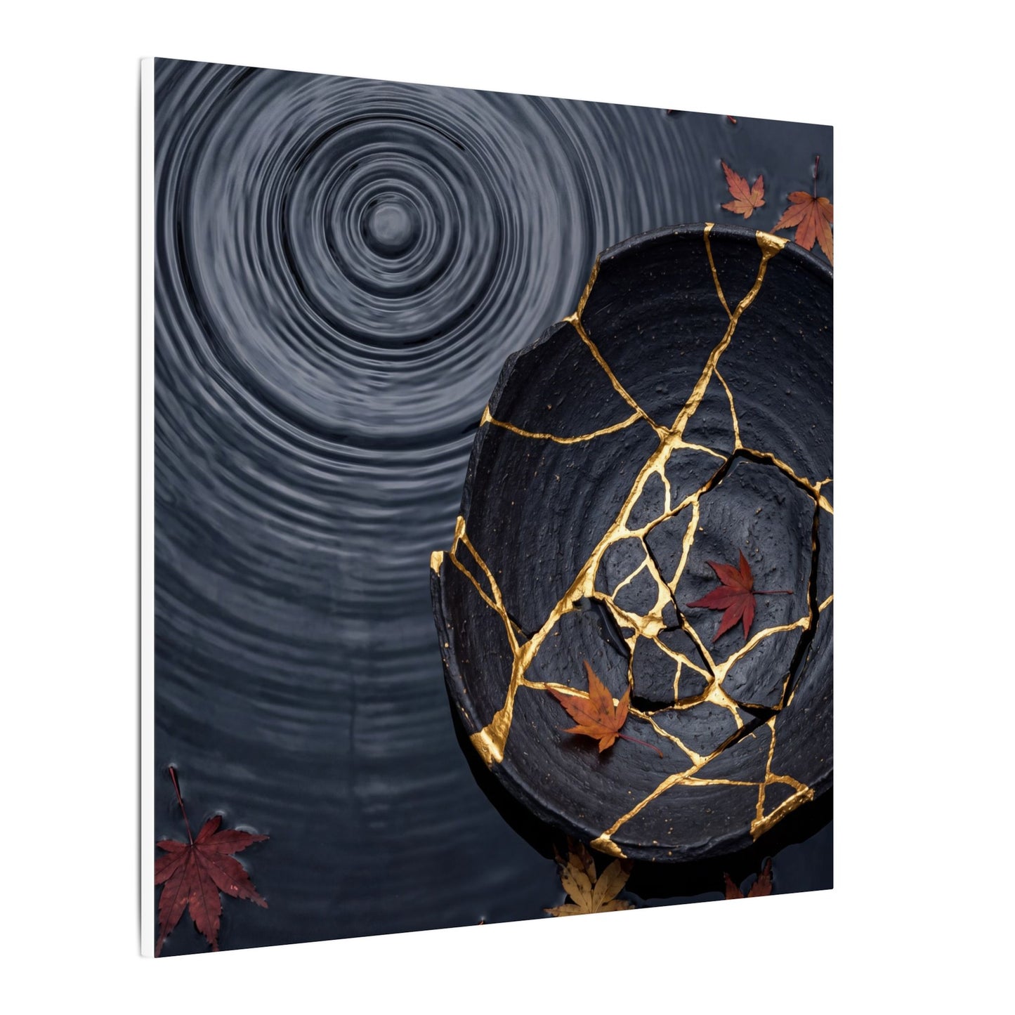 Philosophical Water Ripple Canvas Art - Gold Repair Kintsugi