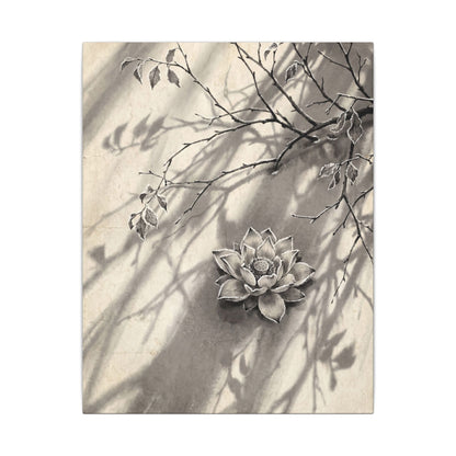 Winter Lotus Flower Sumi E Canvas Art | Contemplative Decor