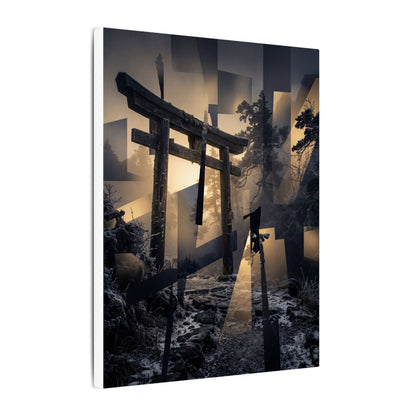 Winter Torii Gate Moody Minimal Canvas Art | Bold Decor
