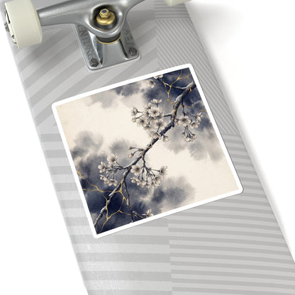 Cherry Blossom Gold Vein Sticker | Philosophical Kintsugi Art Art Print