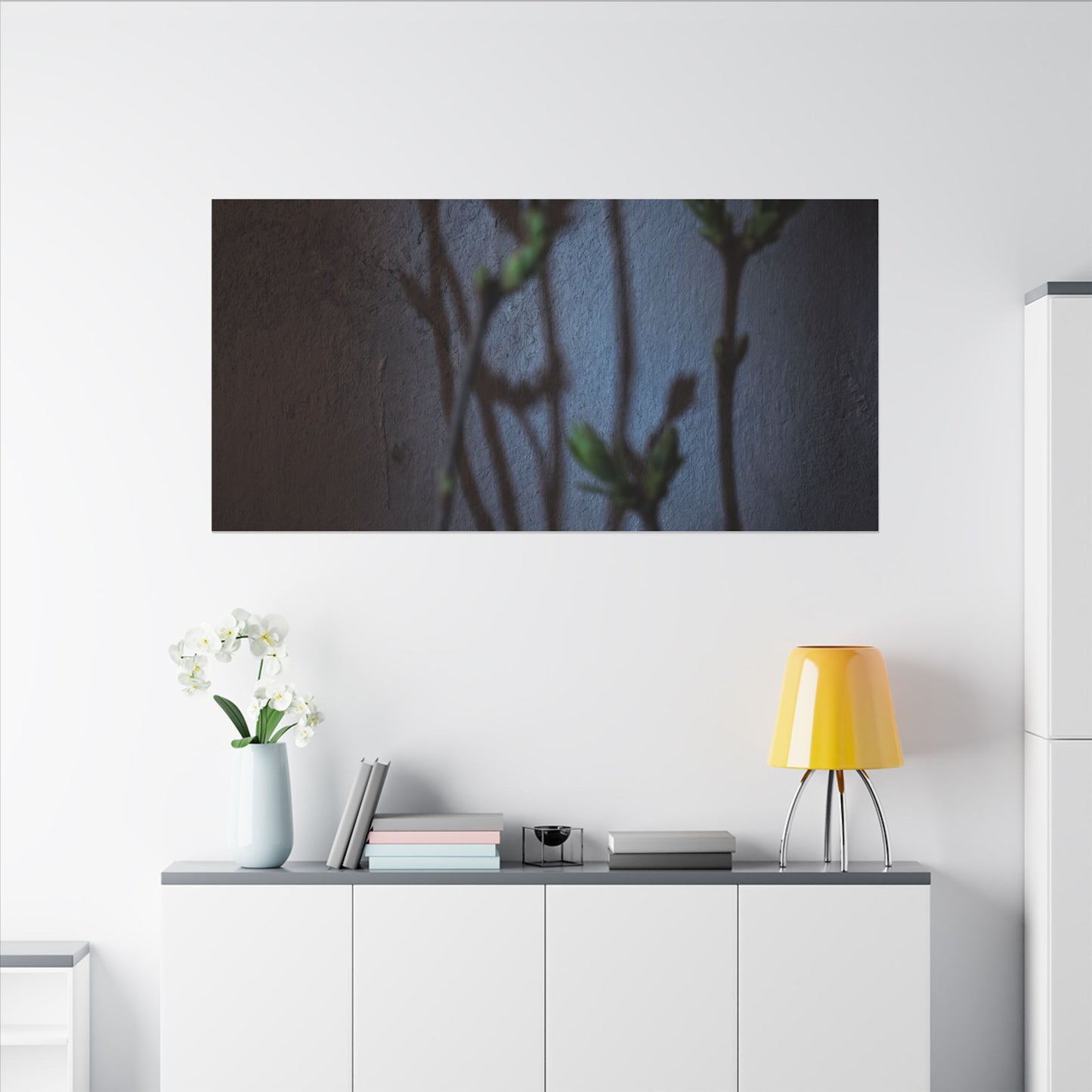 Shadow Play Spring Canvas Art | Dark Japandi Sophisticated Design