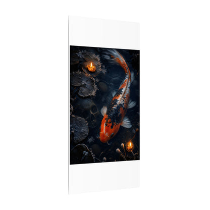 Koi Pond Canvas Art | Winter Dark Japandi Shadow Zen Art
