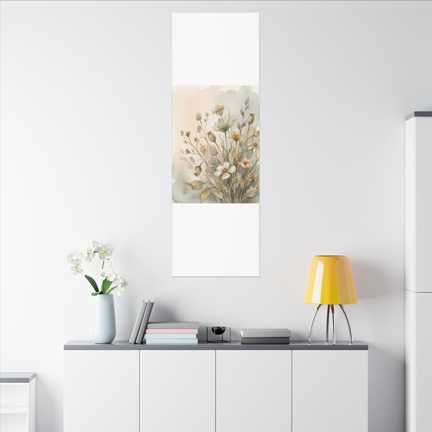 Summer Dried Flowers Watercolor Canvas Art | Elegant Decor