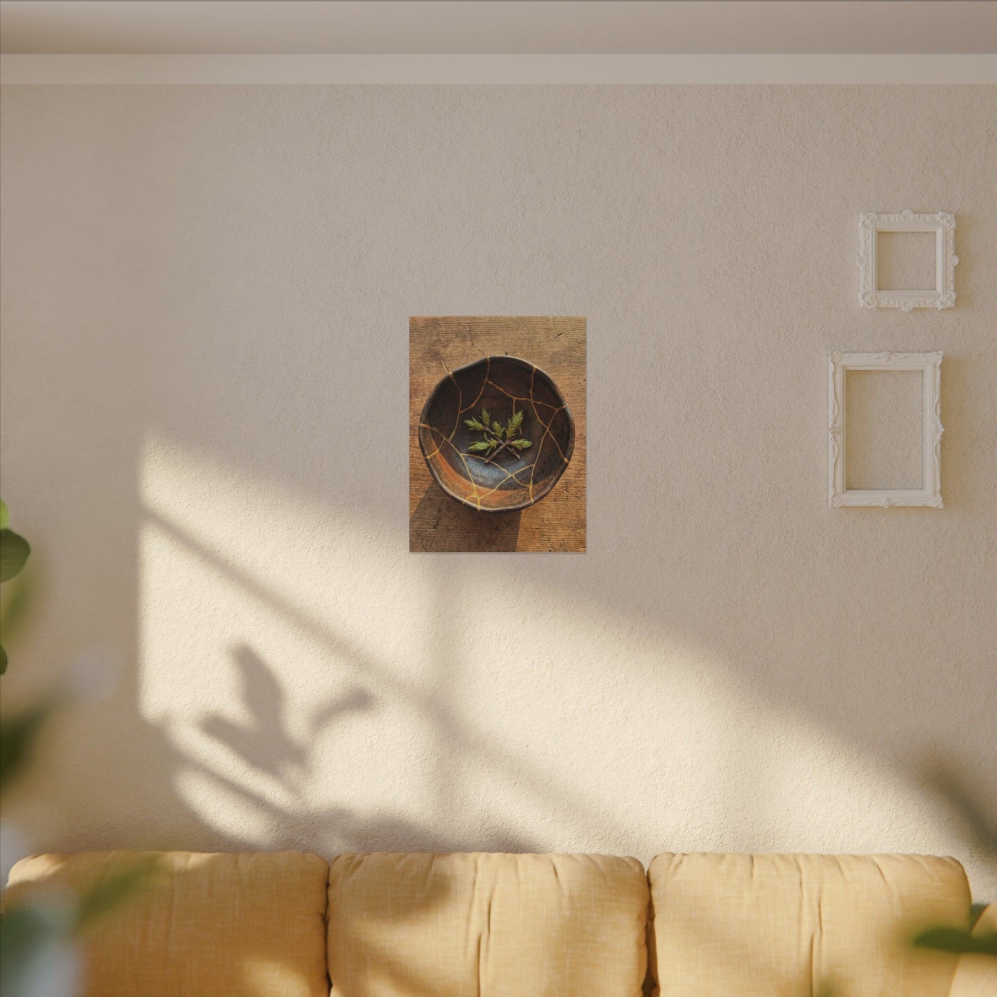 Ceramic Bowl Gold Repair Canvas Art | Resilient Kintsugi Art