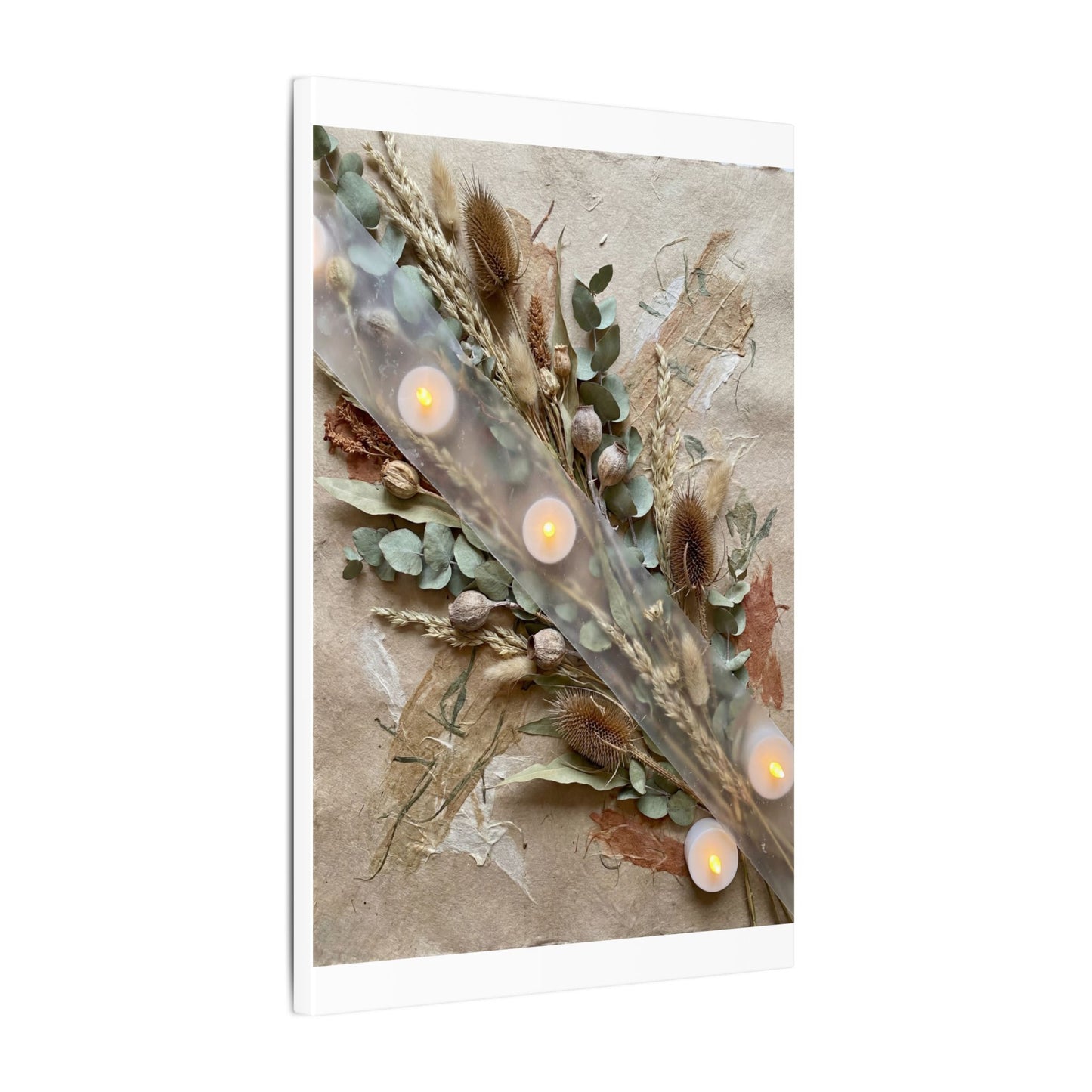 Candlelight Dried Flowers Canvas Art - Japandi Kanso