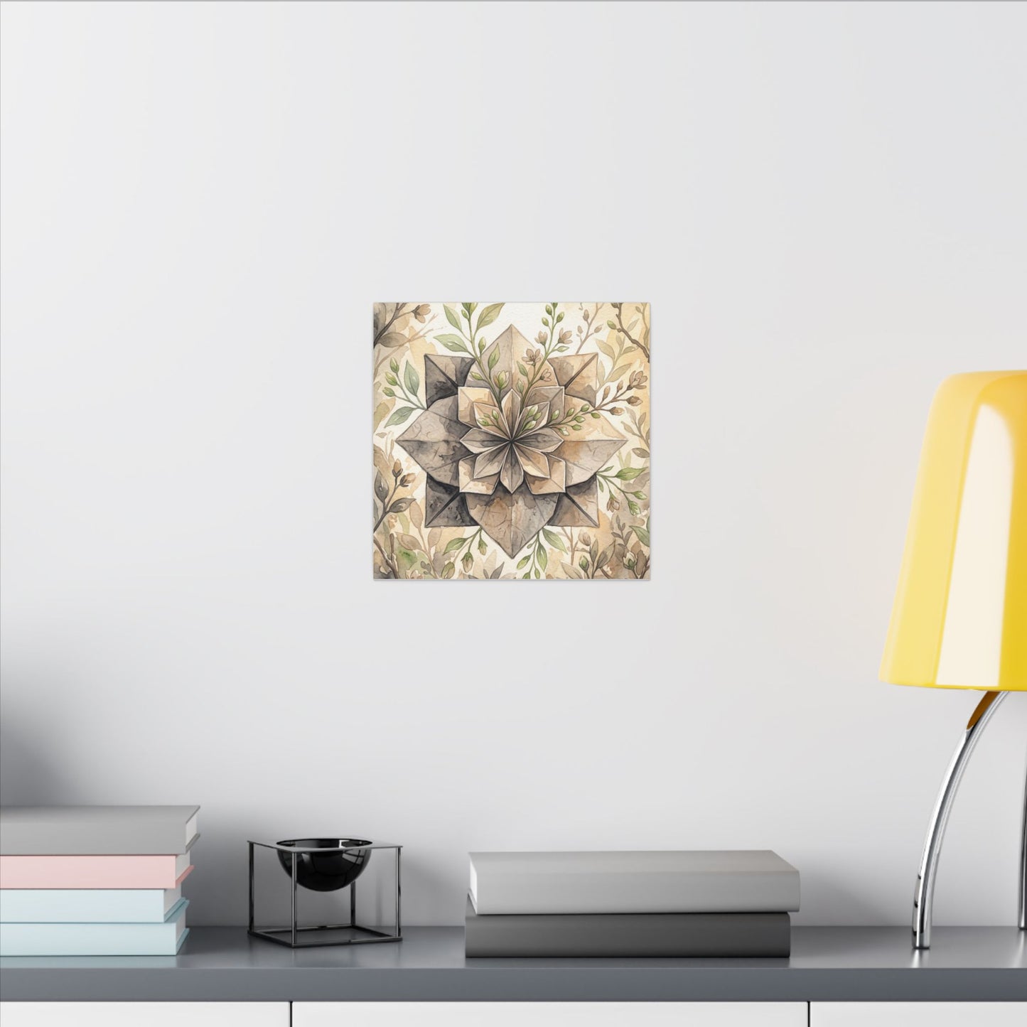 Warm Paper Fold Canvas Art - Watercolor Japandi