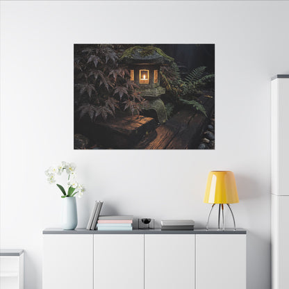 Moody Moonlit Garden Canvas Art - Shadow Zen Dark Japandi